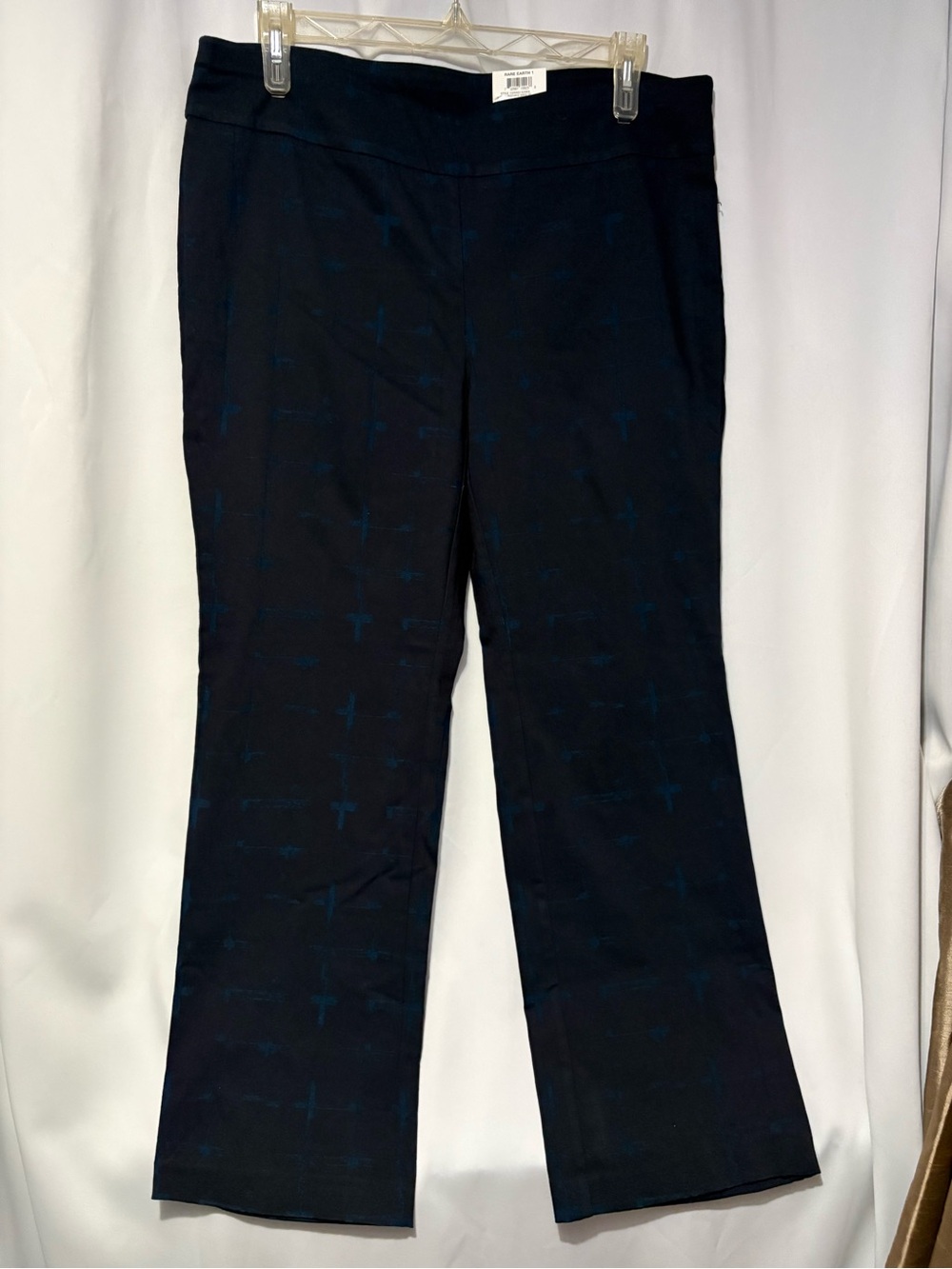 Alfani Black Boot-Cut Ponte Pants with Subtle Navy Pattern #2312